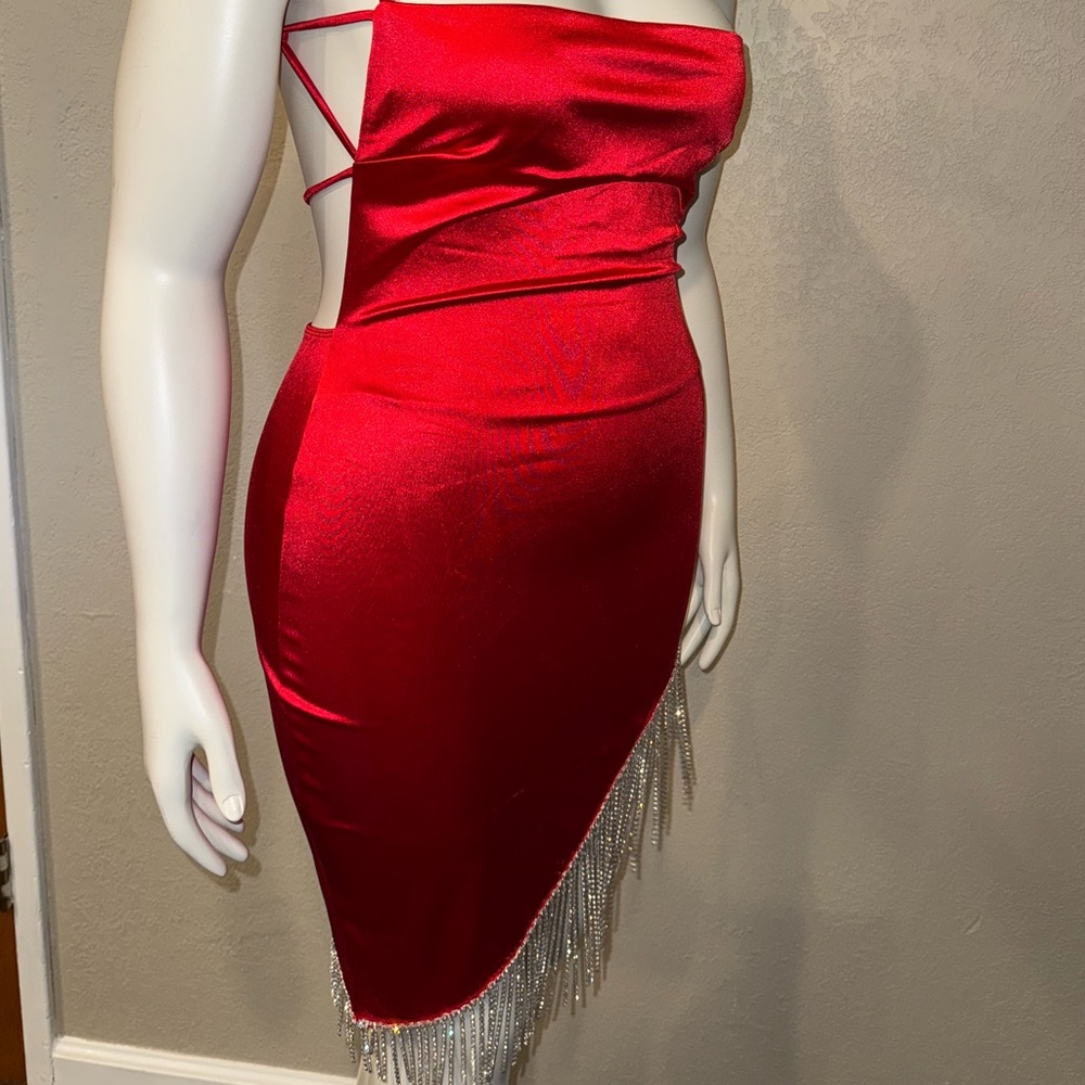 Better Be Red Ruched Asymmetrical Cocktail Dress